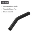 thumbnail image 3 of Uxcell 12Pcs Puntas de paja de silicona, Punta de codo de paja de silicona, Cubiertas de paja de metal reutilizables suaves que se adaptan a pajitas de acero inoxidable de 8mm/0.31" OD, Negro, 3 of 7