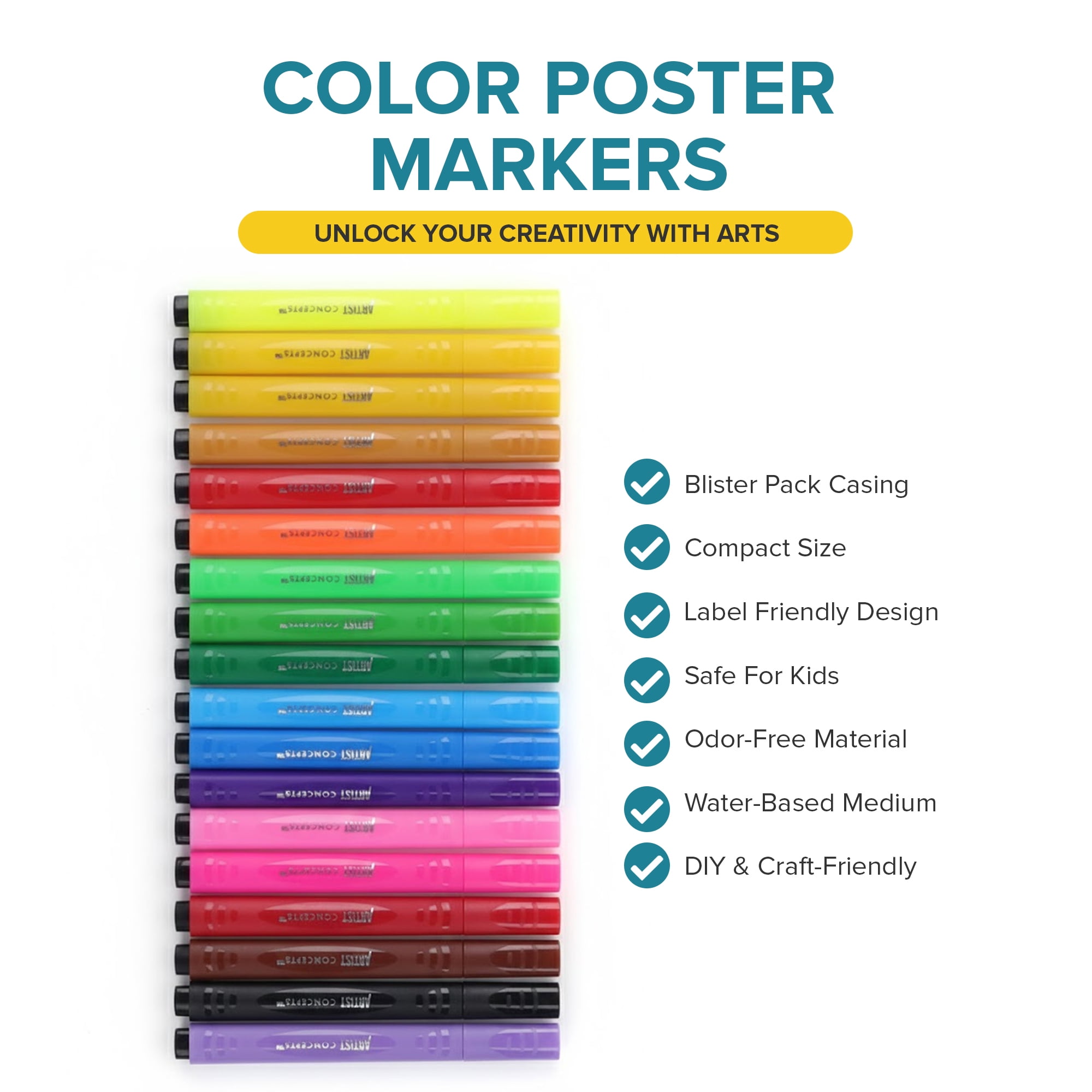 Artist Concepts Coloring Posters with 24 Alcohol Markers & Stickers, Holiday Arts & Crafts
