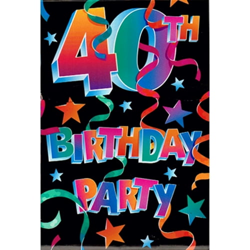 Various Over the Hill 'Streamers' 40th Birthday Invitations, 8ct