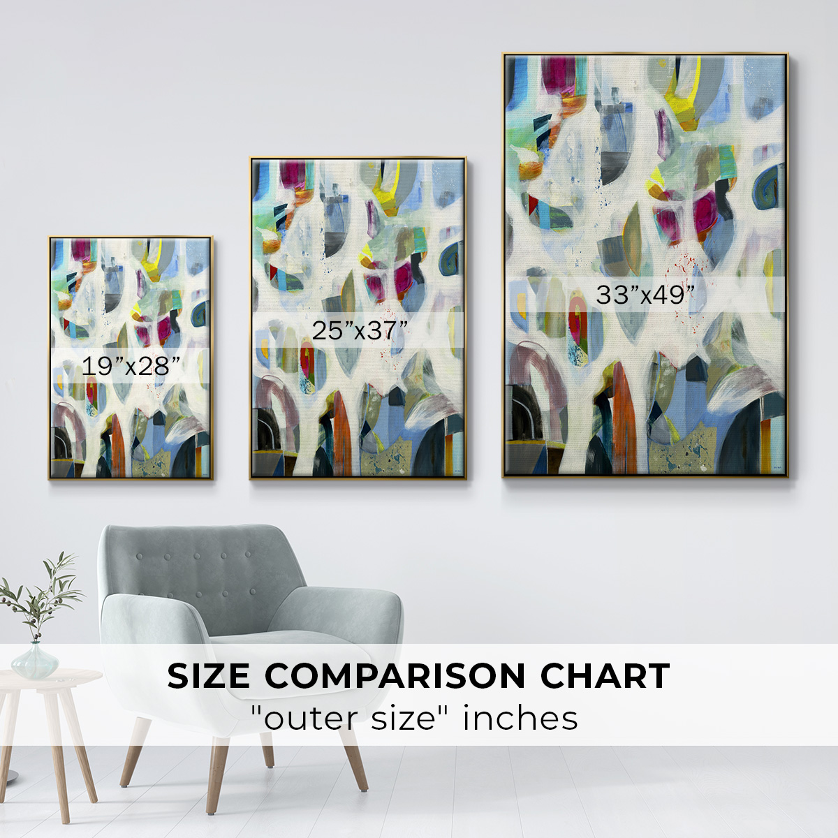 Interaction Framed Premium Gallery Wrapped Canvas - Ready to Hang - 25 x 37 - Gold Floating Frame