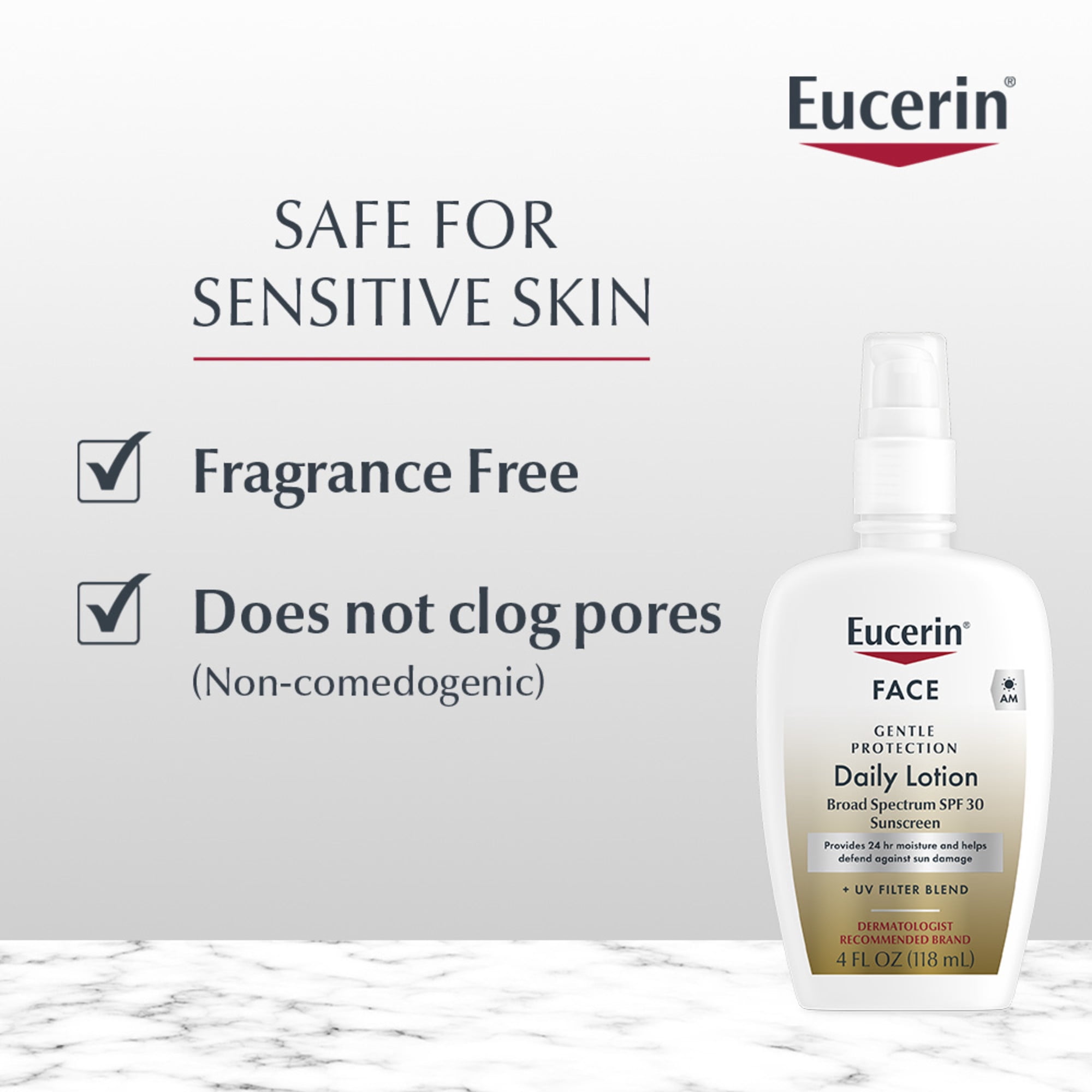 Eucerin Daily Protection Face Lotion for Sensitive Skin, SPF 30, 4 fl oz Bottle
