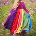 thumbnail image 3 of Actoyo Toddler Girl's Long Sleeve Rainbow Casual Holiday Long Maxi Dress 0-6T, 3 of 12
