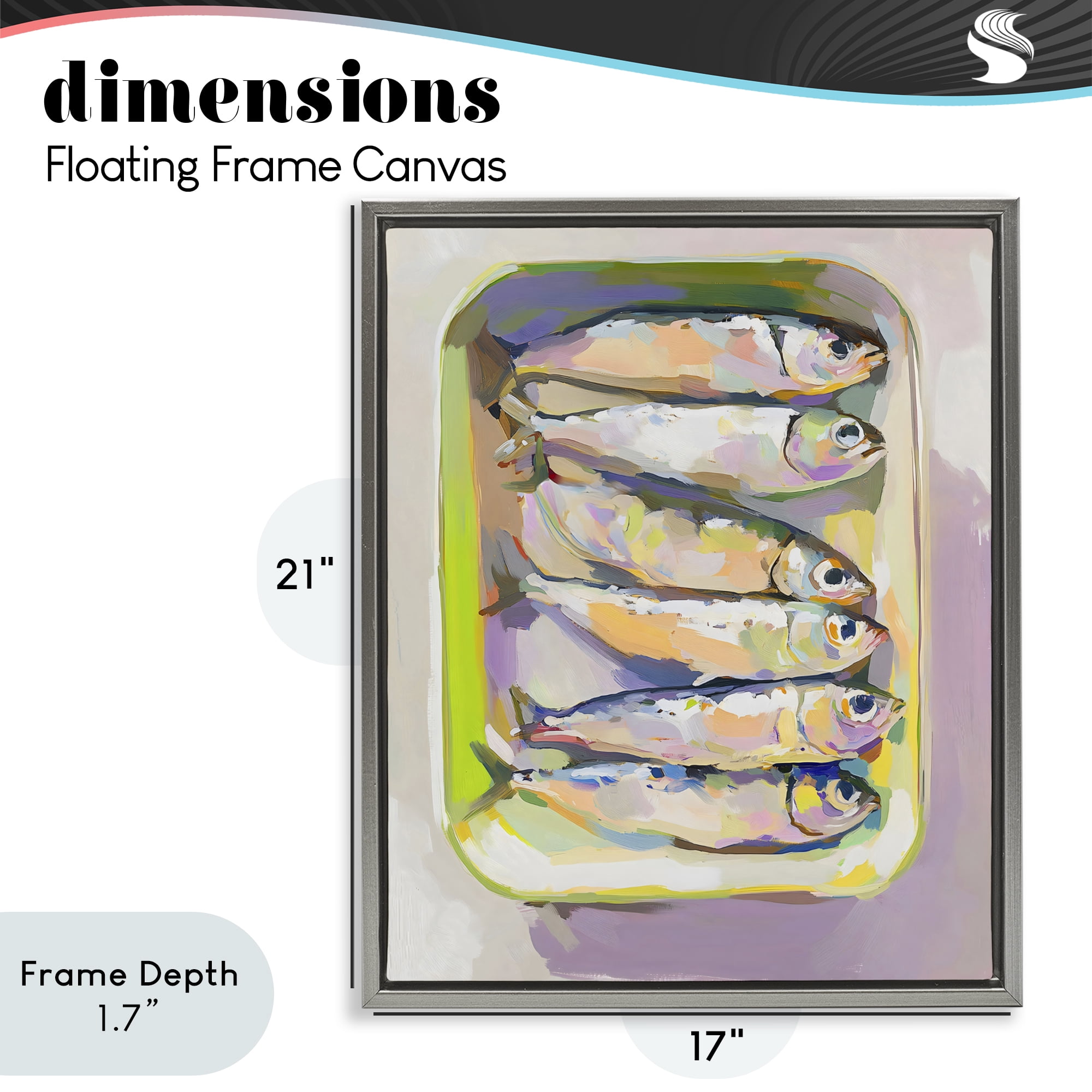 Stupell Industries Vibrant Hued Sardines Gray Framed Floater Canvas Wall Art, design by The Prints Vibe