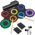 thumbnail image 1 of ROCKSOCKI Batería Eléctrica, Batería Electrónica para Niños de 7 Almohadillas con Auriculares Incluidos, Almohadilla de Práctica de Batería Enrollable, Gran Regalo de Cumpleaños de Navidad para Niños, 1 of 5