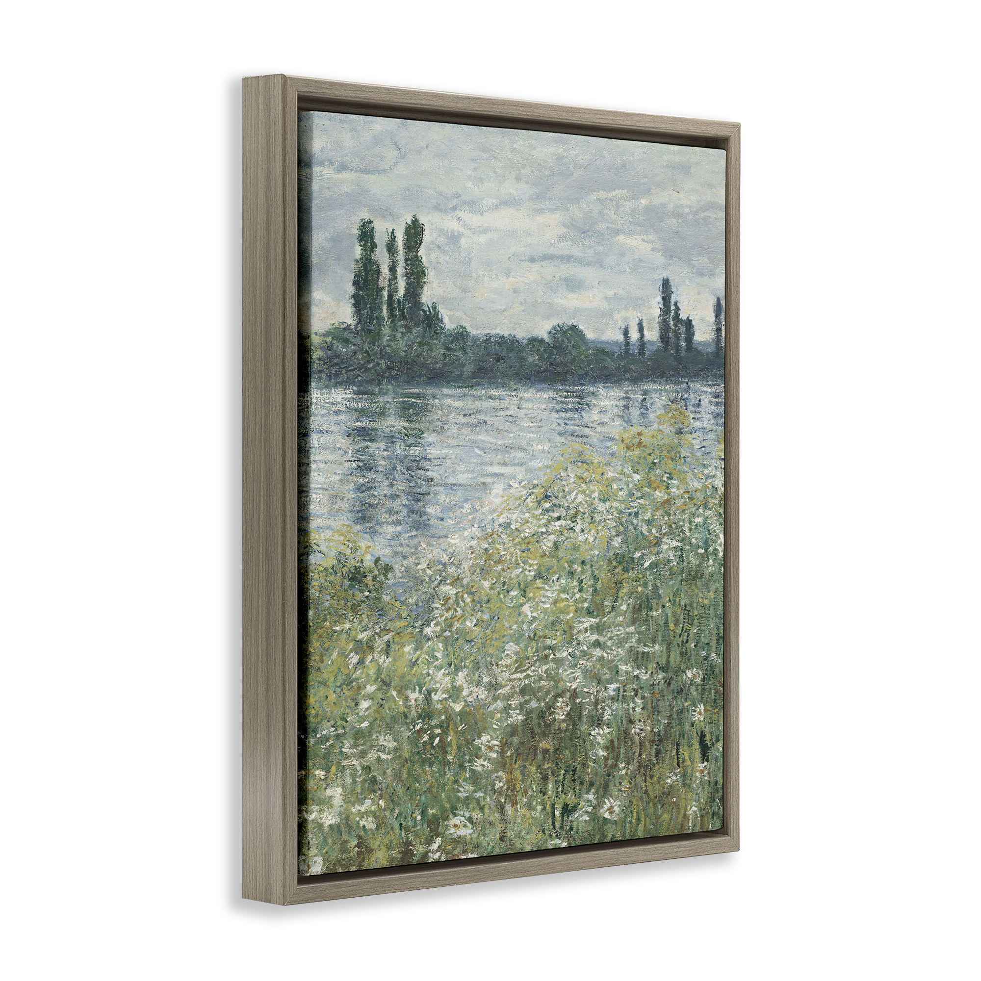 Stupell Industries Speckled Classic Landscape Landscape Painting Brown Floater Framed Art Print Wall Art, 25 x 31