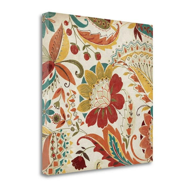 35x35 Boho Paisley Spice I By Wild Apple Portfolio- on Canvas Fabric Multi-Color