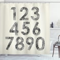 thumbnail image 1 of Number Shower Curtain, Grunge Mathematical Symbols in Murky Dotwork Tattoo Tones Digital Computer Art, Fabric Bathroom Set with Hooks, 69W X 75L Inches Long, Off White Black, by Ambesonne, 1 of 3
