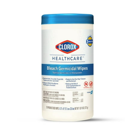 UPC 044600000008 product image for Bleach Germicidal Wipes  6 3/4 X 9  Unscented  70/Canister Clorox Healthcare | upcitemdb.com