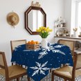 thumbnail image 3 of Navy Blue Christmas Table Cloth Waterproof Tablecloths, Xmas Snowflake Winter Tablecloth Dining Table Cover for Kitchen Party Tabletop Outdoor, Square Tablecloth 54x54 Inch, 3 of 9