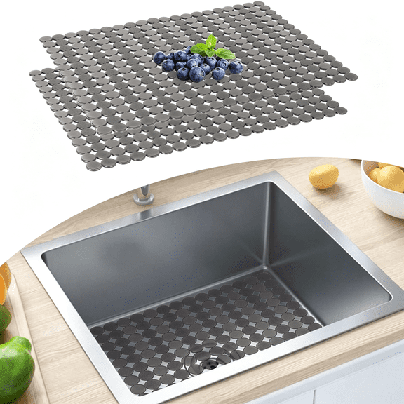 CCOCC Sink Protectors Mat for Kitchen Sink - 2Pack Adjustable Kitchen Sink Mat Fast Draining - Dish Drying Mat for Dishes and Glassware - Easy to Clean &Amp; Diy Cut
