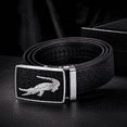 thumbnail image 2 of TRISJEM Men's Genuine Cowhide Leather Ratchet Belt with 3D Crocodile Automatic Buckle, Crocodile Embossed No-Hole Dress Belt, 1.38" Wide Adjustable Belt for Jeans, Chinos and Business Casual, Waist 3, 2 of 8