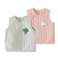 thumbnail image 2 of Xdegoge Newborn Toddler Boys Girls 2-Pack Padded Gilets Sleeveless Kimono Shirts Side Snap Cozy Cotton Vests for Daily Wear Lounge, 3-6M, 2 of 5