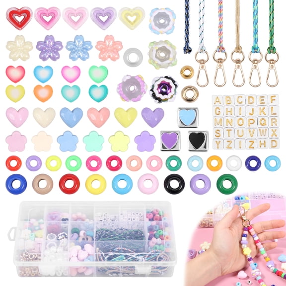 Threns Beaded Keychain Making Kit,421Pcs Beaded Bag Charm Making Kit,Key Chain Jewelry Accessories Making Kit