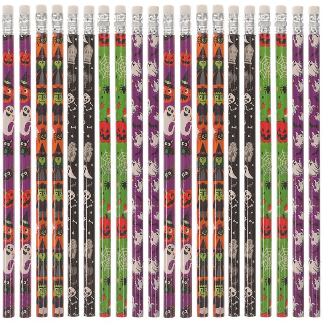 50pcs Halloween Pattern Pencils Basswood Pencils Eco-friendly Writting Pens