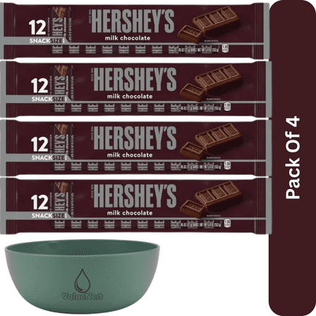 Hershey's Milk Chocolate Snack Size Candy 12 Count, Bars .45 oz, With Olive Green Bowl By ValueNest