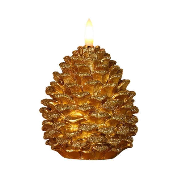 1PC Flameless Candles with Timer, Battery Operated Flickering 3D Wick Real Wax Pine Cone Candles for Christmas Indoor Decoration