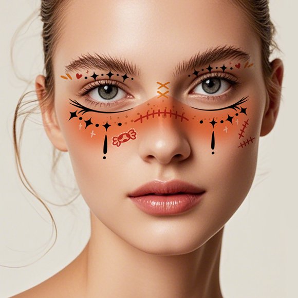 Pegatinas faciales temporales para actuaciones en fiestas de Halloween Pegatinas faciales