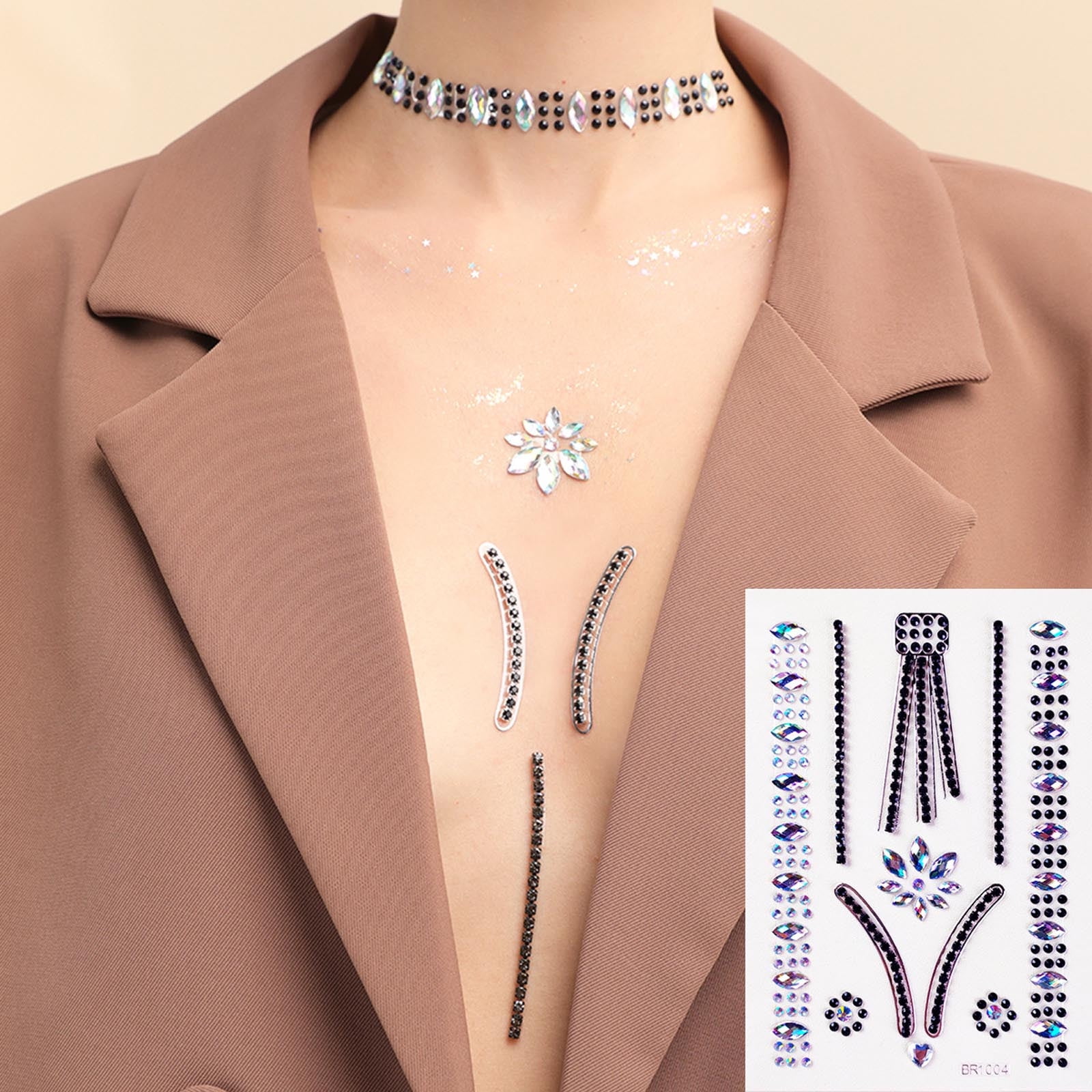 Wodofoxo Promotion Chest Drill Stickers Body Tattoos Stickers Resin