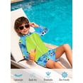 thumbnail image 6 of Lanbubble Toddler Boys Swimsuits Trunk Rashguard Long Sleeve Top Shorts 2 Pieces Bathing Suit Swimwear 3-8Y, 6 of 7