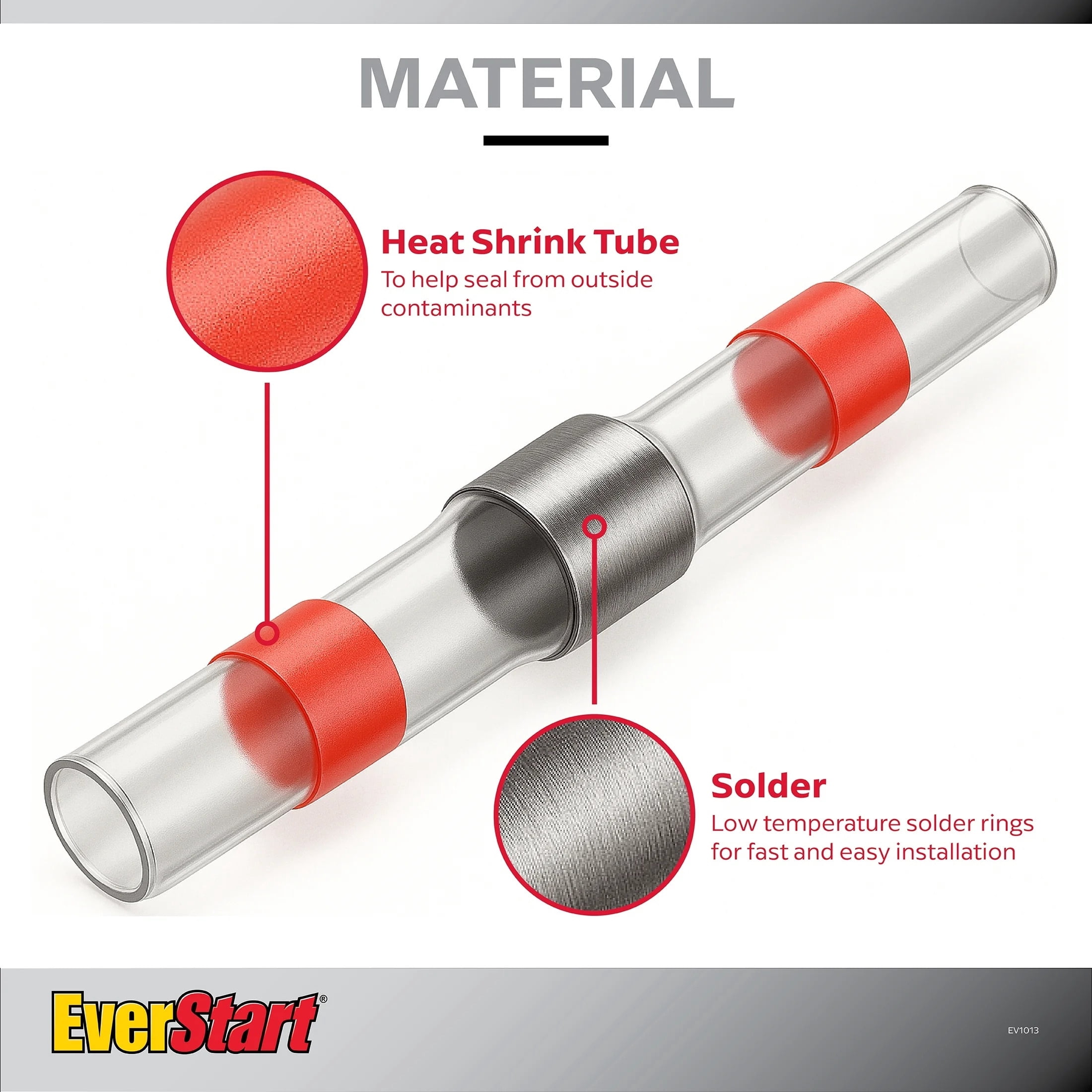 EverStart 20-Piece 22-16GA Solder Seal Wire Connectors, Red, Heat Shrink