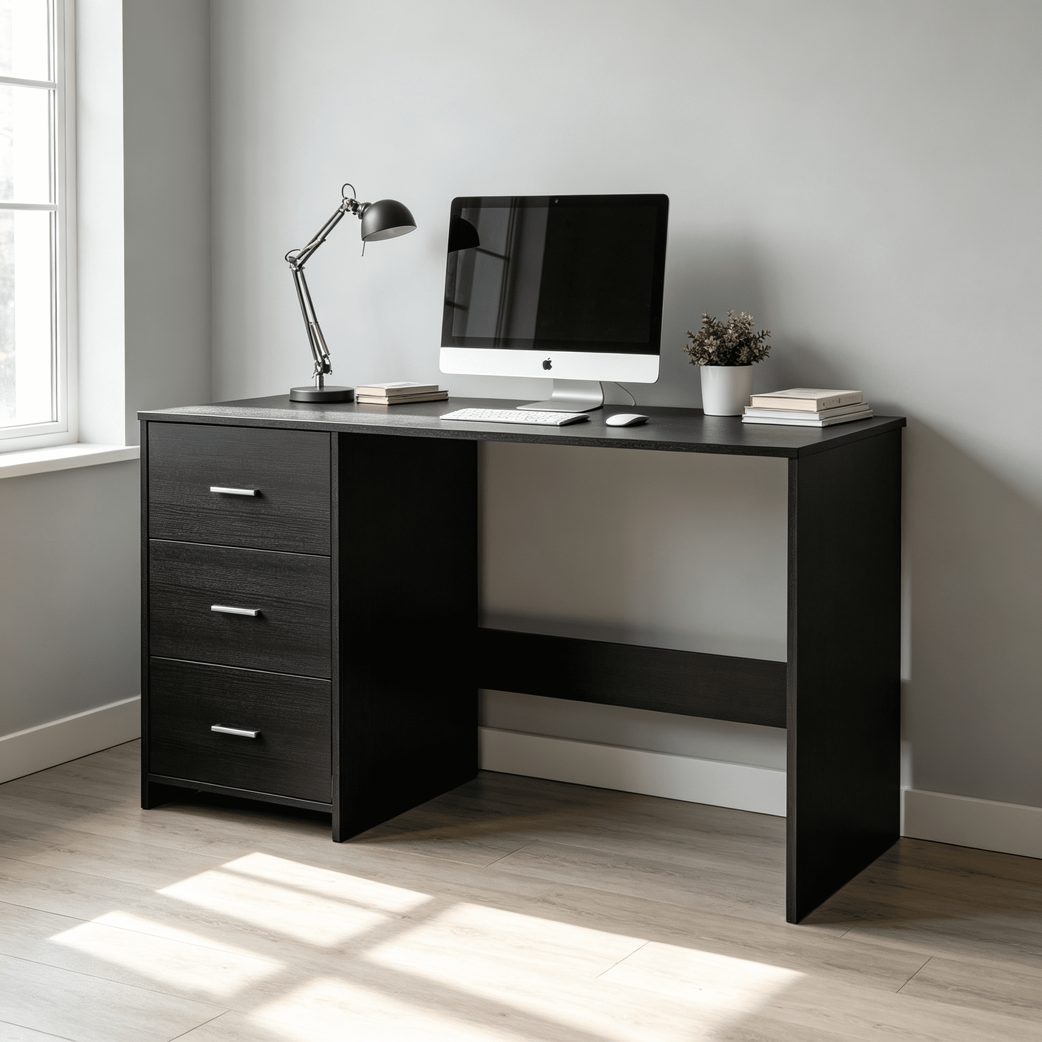 Astoutdoor Classic 3 Drawers Writing Desk - Black