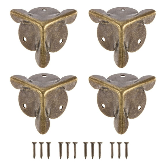 12 Pcs Box Edge Guard, 19mm Decorative Box Corner Cover, Vintage Stair Dust Corners with Screws, Bronze