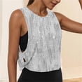 thumbnail image 2 of lcziwo Tank Tops for Women Print Wide Strap Lightweight Camisole Summer Casual Athletic Open Side Crop Undershirt Gray XXL, 2 of 9