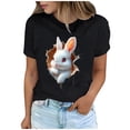 thumbnail image 2 of Tops de Cuello Alto para las Mujeres Amante Impreso Camiseta Cuello Redondo Manga Corta, Poliéster Spandex, 2 of 7