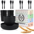 thumbnail image 6 of Homienly Wheat Straw Dinnerware Sets, 20pcs Unbreakable Microwave Dishwasher Safe Tableware Lightweight Bowls, Cups, Plates Set Reusable Dinner Plates Bowls set, Dishes Set (Matte Black), 6 of 8