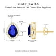 thumbnail image 4 of Rosec Jewels Lab Grown Blue Sapphire Teardrop Stud Earrings for Women with Diamond, 14K Yellow Gold, 4 of 7