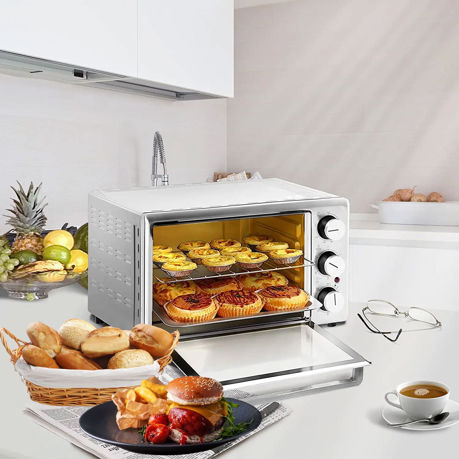 Air Fryer Oven, 34QT Extra Large 1750W Toaster Oven Air Fryer Combo, 12”  Pizza Convection Oven Countertop, 12-in-1 Large Rotisserie Oven with 4