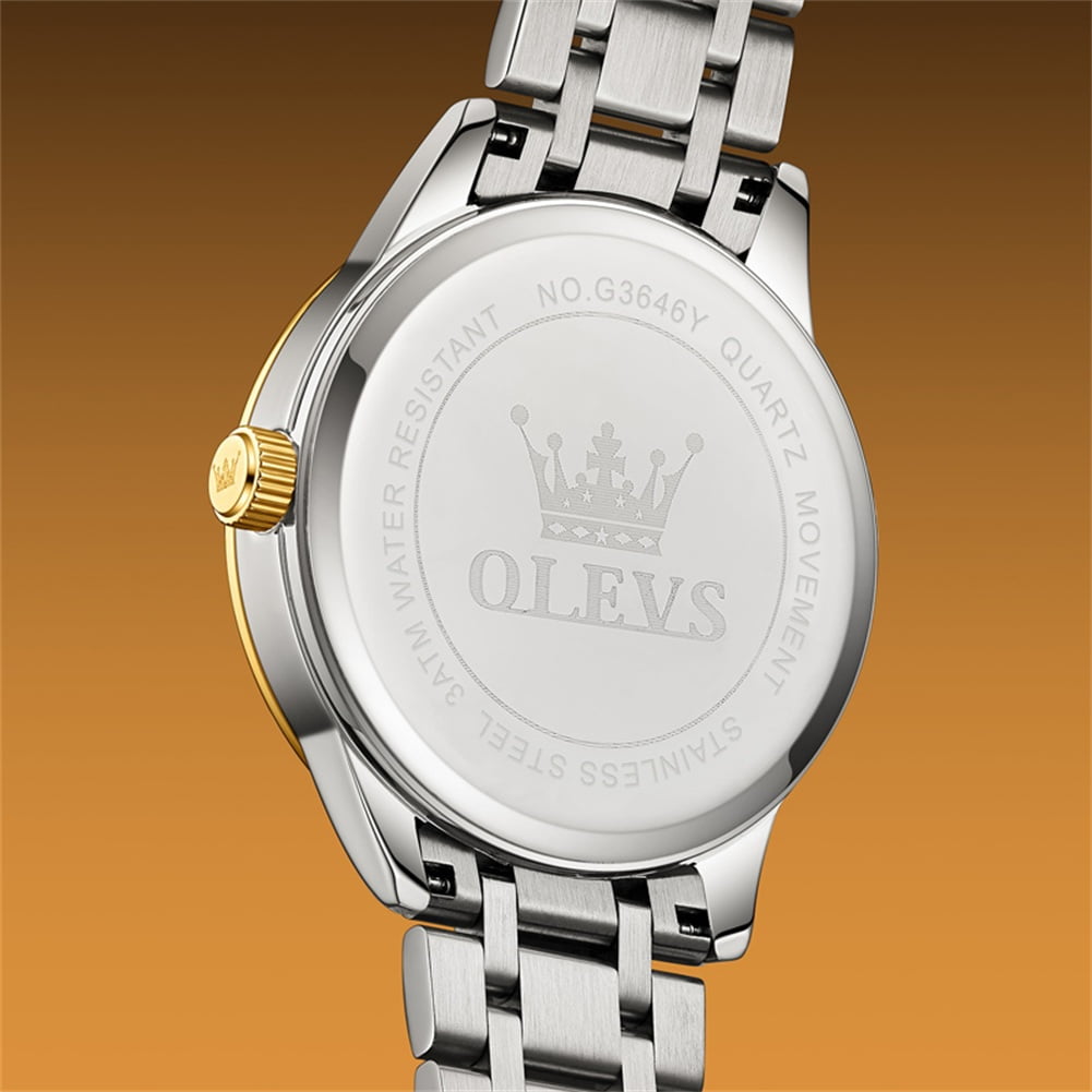 OLEVS Watches for Men Business Dress Casual Analog Quartz Stainless Steel Waterproof Luminous Men Wrist Watches Reloj Para Hombre White Dial