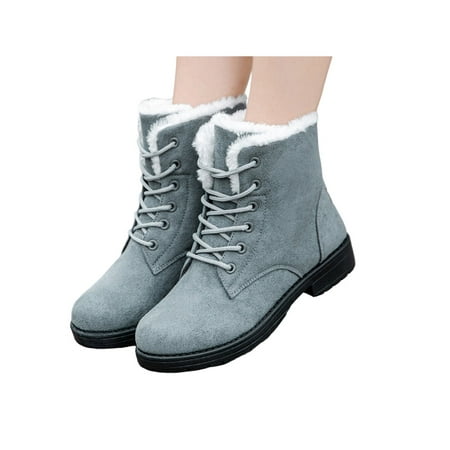 

Kesitin Winter Snow Boots for Women Comfortable Outdoor Anti-Slip Ankle Boots Suede Warm Booties Lace Up Flat Platform Shoes