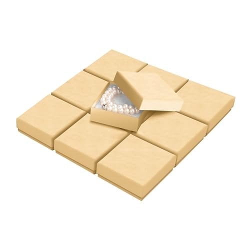 Prestige and Fancy Jewelry Box, Luxurious Jewelry Gift Box 3.5 x 3.5 x 1, 24 pack for Bracelets, Necklace, Pearls Keychains Cotton Filled Small Cardboard gift boxes with lids, Kraft Brown