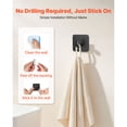 thumbnail image 4 of KFFKFF Adhesive Hooks, 4 Pack Self-Stick Towel and Coat Hangers, Durable Wall Hooks Hold Up to 15 lbs, Stainless Steel Sticky Hooks for Bathroom, Kitchen, Towels, Coats, and Keys (Matte Black), 4 of 9