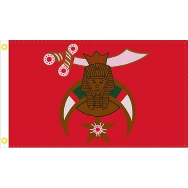 SHRINER FLAG ANCIENT ORDER AAONMS BANNER RED 3'X5' ® 100D MASONIC USA FLAGS U.S