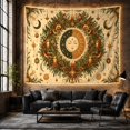 thumbnail image 6 of Sun and Moon Face in a Holiday Wreath, Mystical Vintage for Celestial Fans, Seasonal Wall Art, Christmas Gift, Tapestry Wall Hanging for Bedroom and Living Room, 6 of 7