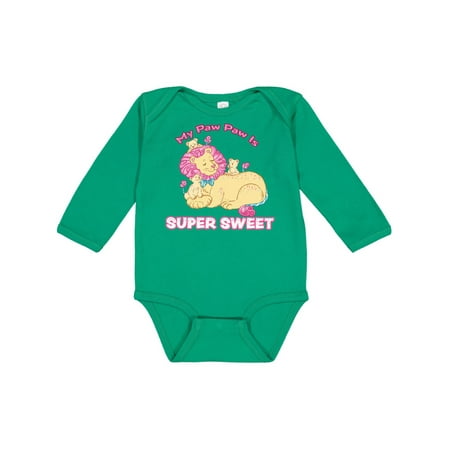 

Inktastic My Paw Paw Is Super Sweet Cotton Candy Lions with Pink Mane Gift Baby Boy or Baby Girl Long Sleeve Bodysuit