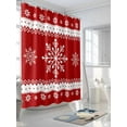 thumbnail image 3 of Chrsitmas Snowflake Shower Curtain Set ，Waterproof Fabric Shower Curtains Winter Snow Red Background Shower Curtains for Bathroom,Bathroom Decor 72"x84", 3 of 6
