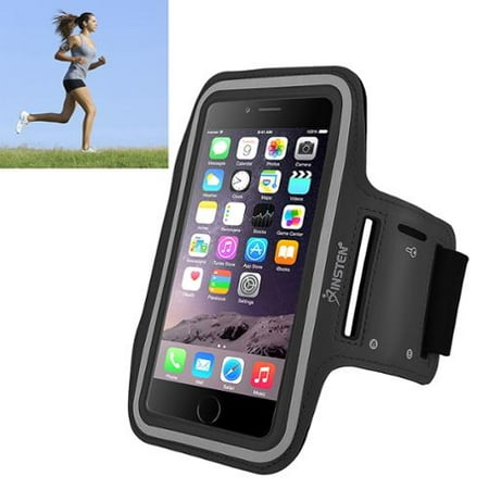 Insten Black Sports Armband Gym Running Case Phone Holder For Apple iPhone 8 Plus 7 Plus X 6 Plus 6S Plus / Samsung Galaxy Note 8 5 4 3 S7 Edge S8 S9 S9+ Universal (with key (Best Sports Armband For Iphone 6 Plus)