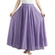 thumbnail image 1 of Falda larga semirrígida de color liso con cintura elástica para mujer - Mezcla de algodón y lino, para llevar a diario, diseño con cintura elástica, 1 of 4
