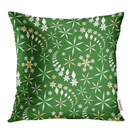 USART Christmas Snowflakes Crystals on Green Gray Star Silhouettes Winter Holiday Pillowcase Cushion Cases 18x18 inch