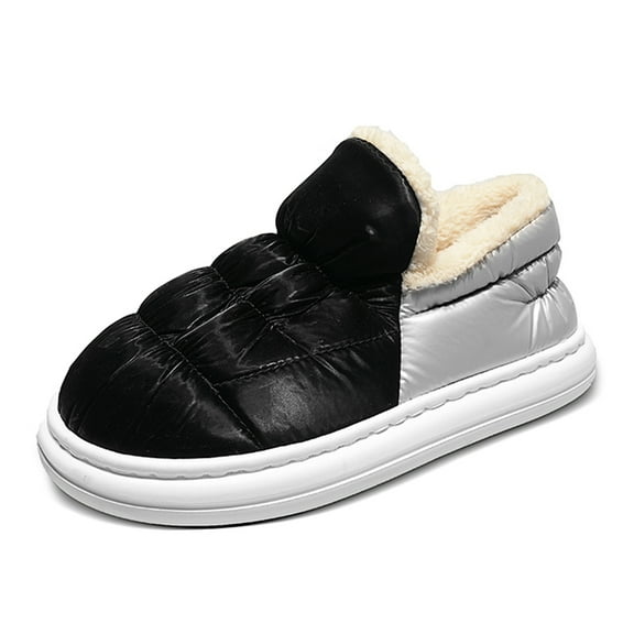 House Slippers for Men Winter Warm Cozy Fur Lined Slippers Non-Slip Waterproof Fuzzy House Shoes for Indoor Outdoor