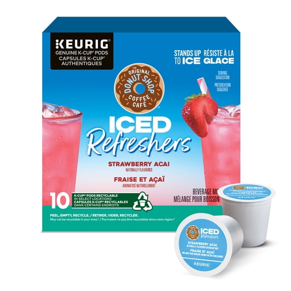 The Original Donut Shop, Iced Refreshers Strawberry Acai, K-Cup Pods, 10 Pods