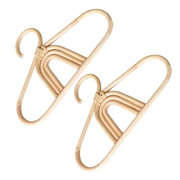 OULII 2pcs Rattan Hanger Toddler Hangers Khaki Clothes Storage Home Use