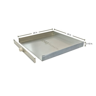KMG 24 in. x 24 in. x 2-1/2 in. 26-Gauge Galvanized Steel Water Heater Pan with Removable Front