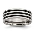 thumbnail image 2 of Auriga Fine Jewelry Stainless Steel 8 mm Black IP-plated Striped Polished Band for Women Size 12.5, 2 of 7