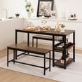 thumbnail image 3 of Costway 3 PCS Dining Table Set for 4 Kitchen Dining Room Table & 2 Benches W/Wine Rack, 3 of 9