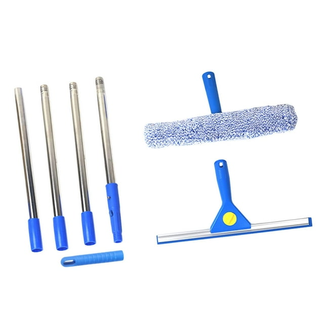 Kit de limpieza para ventanas, ideal para el hogar, pisos de vidrio de gran altura. 4 polos
