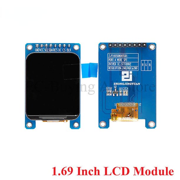 1,69 pulgadas 1,69 "módulo de pantalla tft a color hd ips lcd pantalla led 240x280 interfaz spi controlador st7789